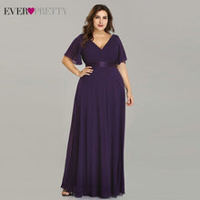 Load image into Gallery viewer, Plus Size Evening Dresses Ever Pretty EP09890 Elegant V-Neck Ruffles Chiffon Formal Evening Gown Party Dress Robe De Soiree 2020